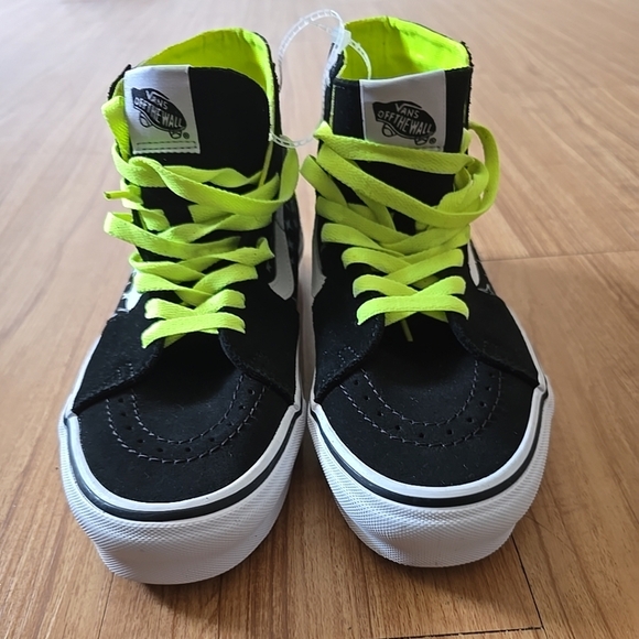 Vans High-Top Sneakers - Black and Neon Green - Picture 8 of 9